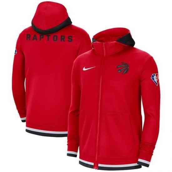 Men Toronto Raptors Nike 75th Anniversary Performance Showtime Full Zip Hoodie Jacket  Red